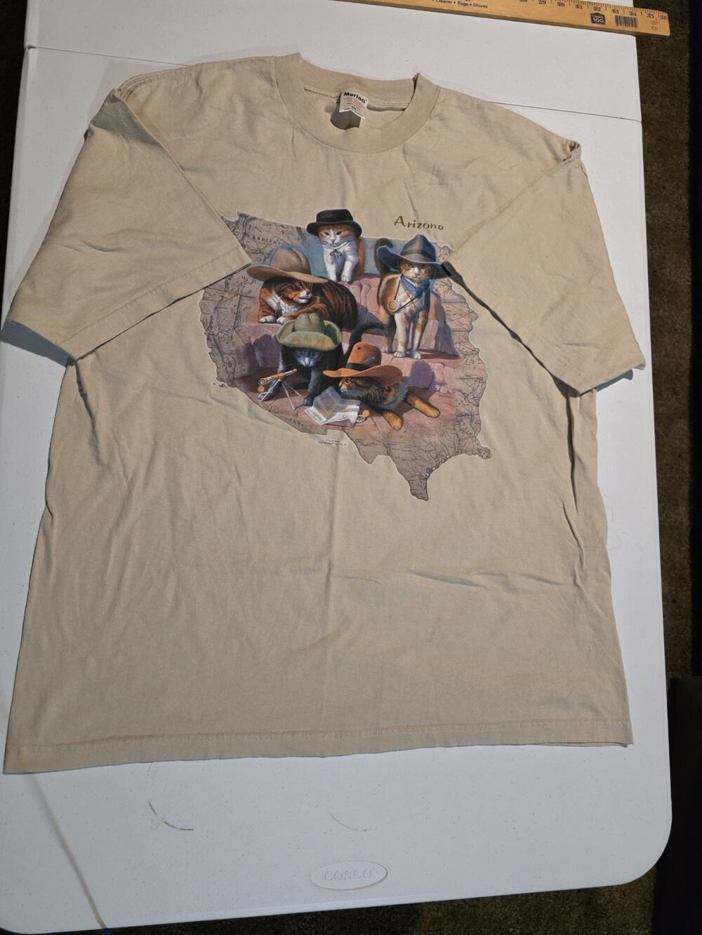 Vtg Bryan Moon Cat Cowboy T Shirt XXL Murina USA Arizona Western Graphic Tee